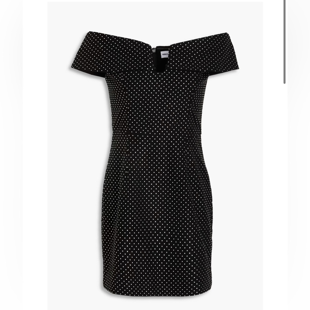 Rebecca Vallance last dance off the shoulder embellished mini dress